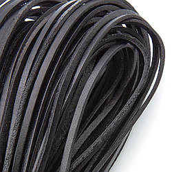 Шнур шкіряний Плоский 3х2 мм 1 м Чорний