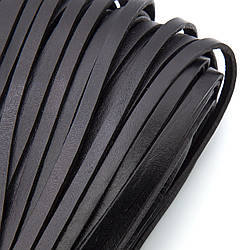 Шнур шкіряний Плоский 5х2 мм 1 м Чорний