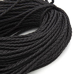 Шнур шкірозамінник Плетений Матовий 4 мм 1 м Чорний