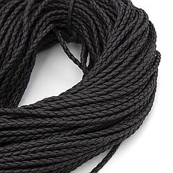 Шнур шкірозамінник Плетений Матовий 3 мм 1 м Чорний