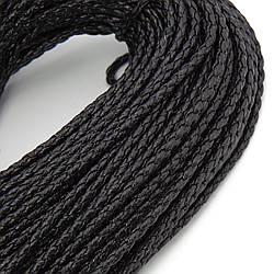 Шнур шкірозамінник Плетений Глянцевий 3 мм 1 м Чорний