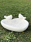 Садова фігура біле Серце з пташками для декору саду виготовлена з цементу, ручної роботи, фото 3