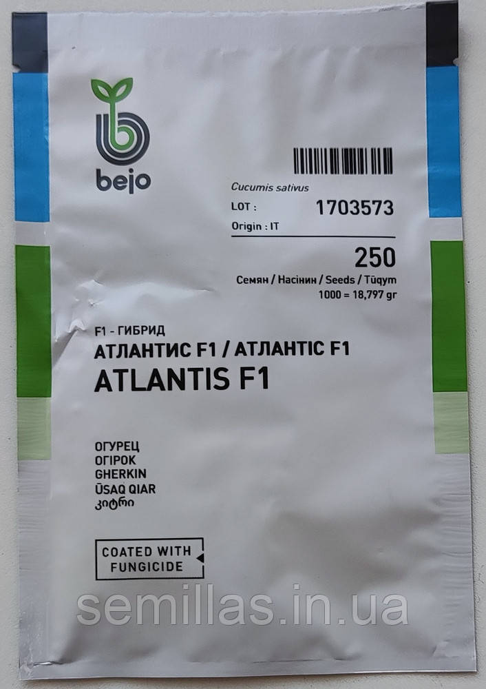 Насіння огірка Атлантіс F1 (Atlantis F1) 250 шт., жіночого типу цвітіння