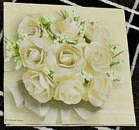 Салфетка для декупажа или сервировки стола "Белые розы". 25х25