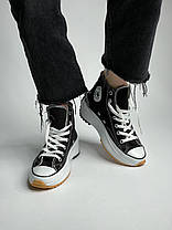 Жіночі кеди Converse Run Star модель на високій платформі Конверс Ран Стар чорного кольору текстиль демісезон, фото 3