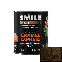 Емаль SMILE молотковий ефект 3 в 1 Темно-коричнева Смайл 2 кг