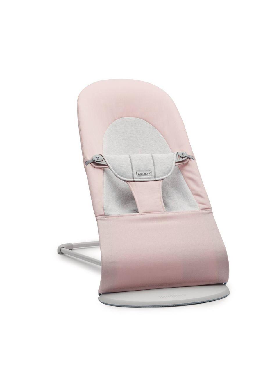 BabyBjorn - Крісло-шезлонг Bouncer Balance Soft Cotton/Jersey, Light Pink/Grey (світло-сіра рама)