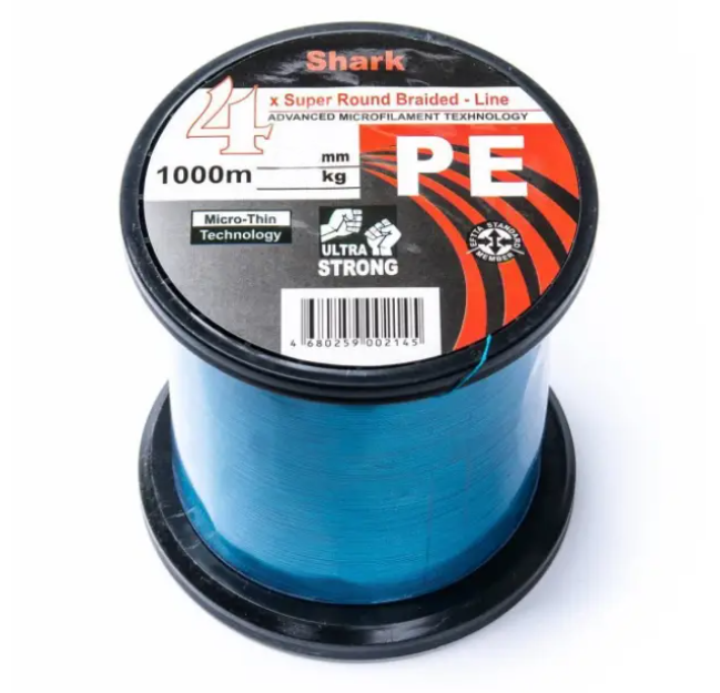 Шнур Shark Super Round Braided PE X4 0.35 мм 1000м 33.6 кг (синій)