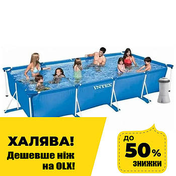 Басейн каркасний прямокутний (450х220х84 см, 7127л, фільтр) Intex 28274 Синій Акція до 27.08.