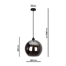 Графітовий 30 см-ШАР скляний підвіс (916-12F-1 BK), фото 2