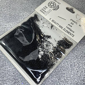 Декор 168 бульонки чорні скляні