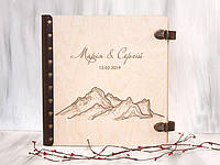 Свадебный альбом для фотографий с индивидуальной гравировкой «Горы» |30 стр, 34 х 34 см | WPA-0012
