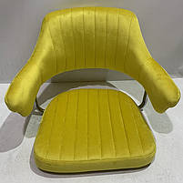 Барне крісло з підлокітниками Jeff оксамит жовтий лайм B-1027 BAR 4-CH-Base на квадратному млинці, фото 2