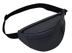 Поясна модна сумка бананка темно-сіра з екошкіри, Сумка бананка на груди