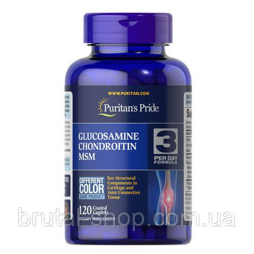Комплекс для суглобів і зв'язок, Puritan's Pride Glucosamine Chondroitin MSM 120 таб