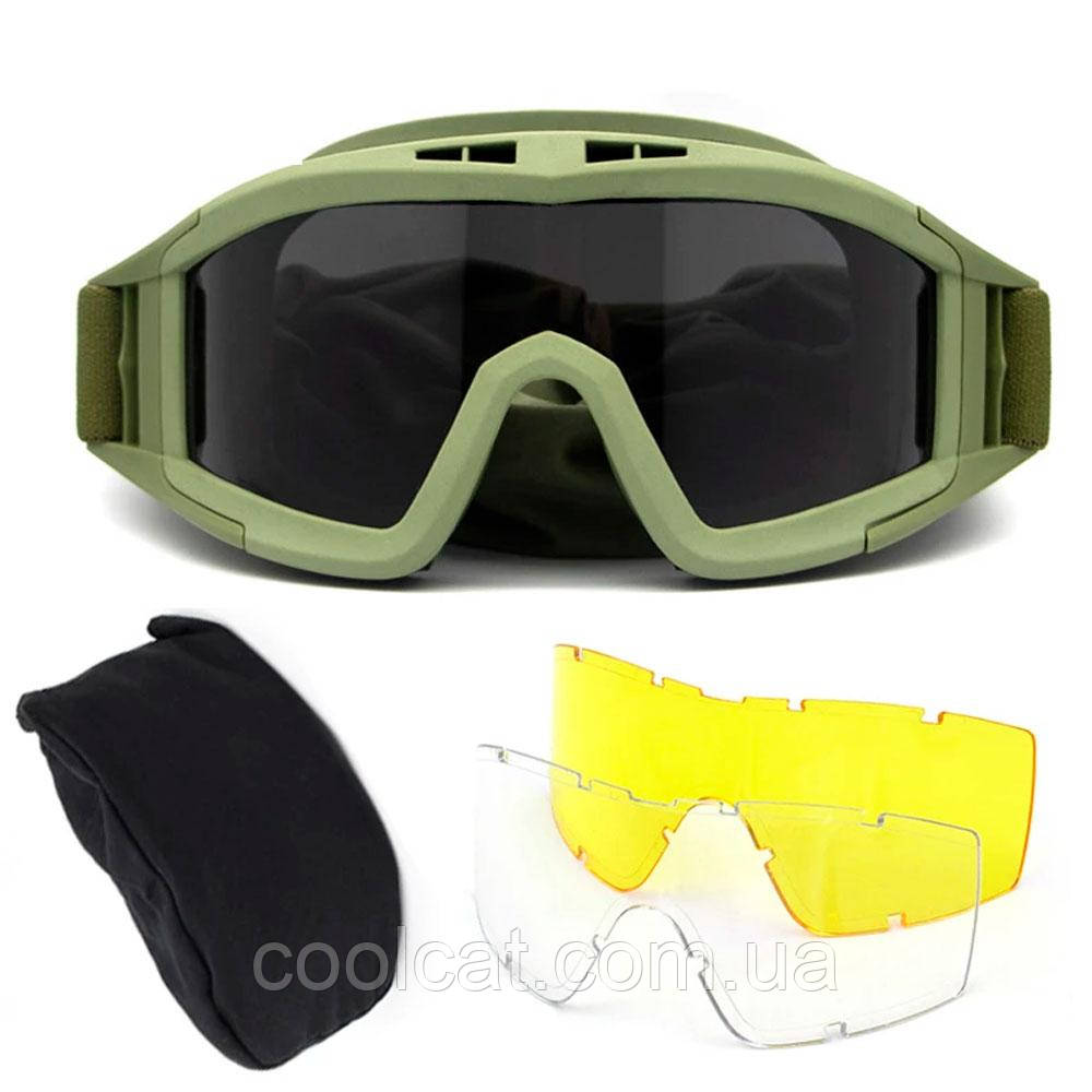 Тактические противоударные очки, 3 сменные линзы + Подарок Ремень Tactical Belt 145 см - фото 6 - id-p1890445865