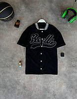 Мужской бомбер с коротким рукавом BULLS черный / Молодежная рубашка на короткий рукав