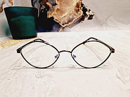 Стильні іміджеві окуляри унісекс фігурної форми в металевій оправі, Чорні