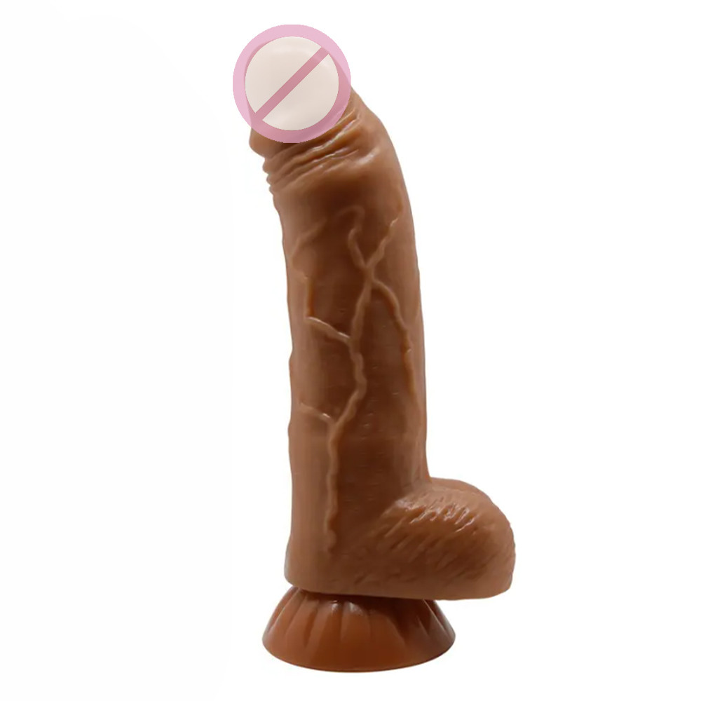 Фалоїмітатор реалістичний із мошок - Beautiful Angelo Dildo Suction Cup Brown 7,8"