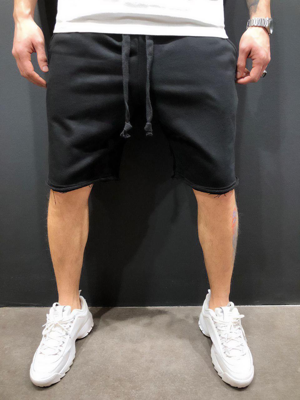 Шорти чоловічі чорні короткі повсякденні однотонні оверсайз Loose Fit