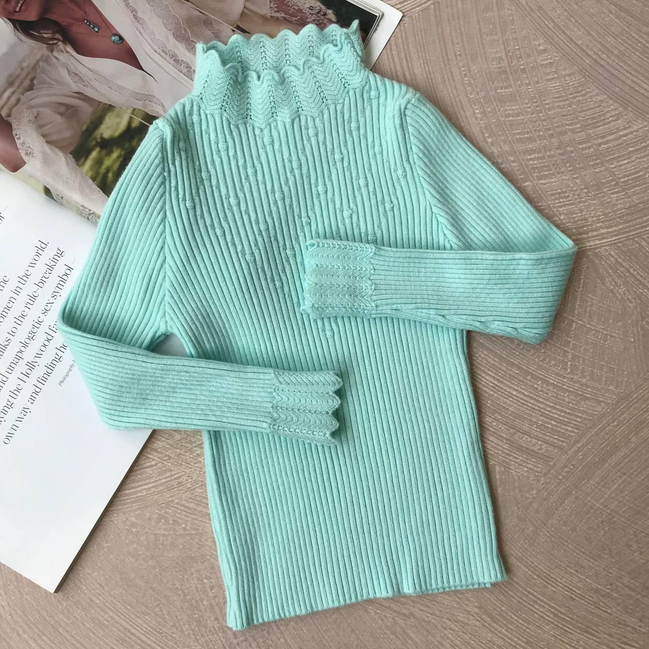 Гольф водолазка на дівчинку з ромбами М'ятний 63106, 147, М'ятний, Для дівчаток, Весна Осінь, 110, фото 1