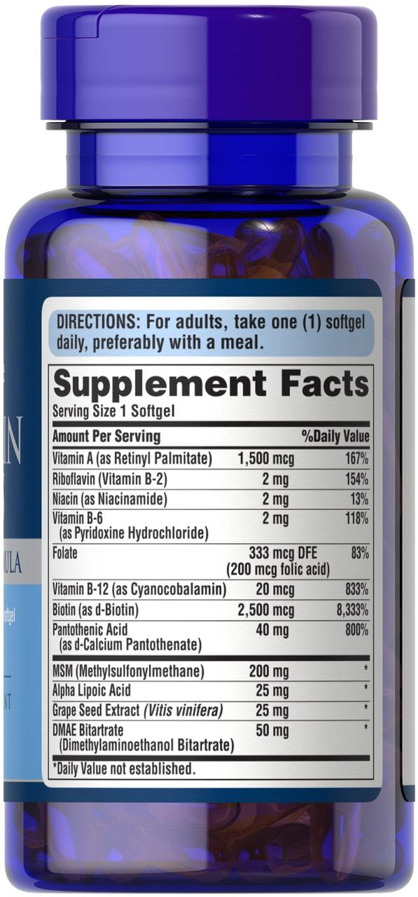 Для волосся, шкіри, нігтів Puritan's Pride Hair, Skin & Nails One Per Day Formula 30 Softgels