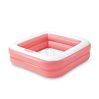 Дитячий надувний басейн Intex 57100 (86х86х25 см) надувне дно (Рожевий)