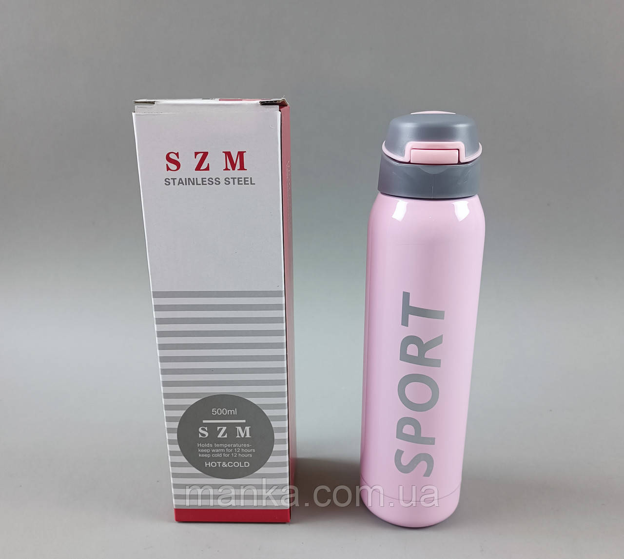 Сочасний термос MT-3455 Pink комбінат із неіржавкої сталі з трубочкою. Об'єм: 500 мл, фото 1
