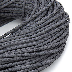 Шнур шкірозамінник Плетений Матовий 3 мм 1 м Сірий