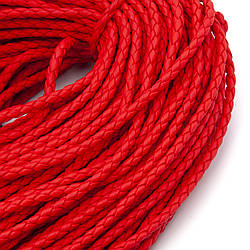 Шнур шкірозамінник Плетений Матовий 3 мм 1 м Червоний