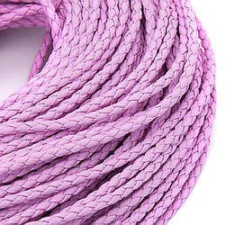 Шнур шкірозамінник Плетений Матовий 3 мм 1 м Рожевий світлий