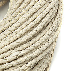 Шнур шкірозамінник Плетений Матовий 3 мм 1 м Молочний