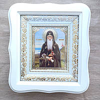 Ікона Агапіт Печерський святий преподобний, лик 10х12 см, у білому фігурному дерев'яному кіоті