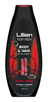 Гель для душу та шампунь 2 в 1 Lilien Men Dark Red, 400 мл, 12 шт/ящ