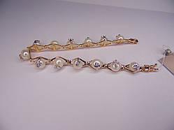 Золотий браслет із перлами, розмір 18 см