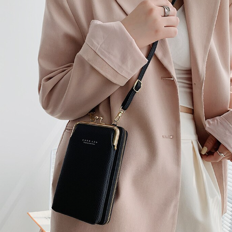 Маленька жіноча сумка через плече з якісною екошкірою в комплекті регульований ремінець 125 см чорна