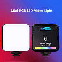 Мини накамерный свет W64 LED RGB CRI 95+ 2700K-9000K аккумулятор 2000мА магнит 73 LED