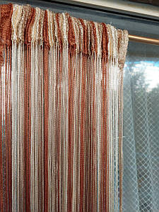 Штори нитки кісея без люрексу райдужні № 10-13-14 коричневий/шампань/золотий 3 м на 2.8 м