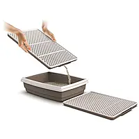 Килимок під туалет з піддоном Georplast Genius, 46x36x3 см, сірий з коричневим