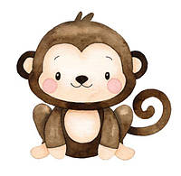 Наклейка для ростовой фигуры "Сафари акварель: обезьяна" 80х82см (без обреза по контуру)