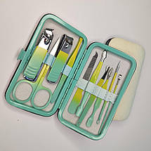 Портативний набір для манікюру/педикюру на 10 предметів м'ятно-жовтий у м'якому кейсі (240), фото 2