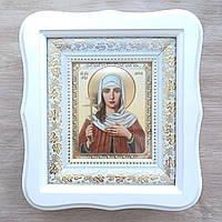 Ікона Лариса свята мучениця, лик 10х12 см, у білому фігурному дерев'яному кіоті