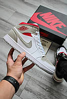 Мужские кроссовки N-ike Air Jordan 1 White-Red | демисезон