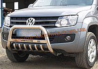 Захист переднього бампера кенгурятник низький з написом D70 на Volkswagen Amarok 2010