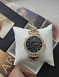 Жіночий наручний годинник Guess gold&black&стрази, фото 3