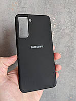Силиконовый чехол для Samsung Galaxy S21 FE Черный микрофибра soft touch