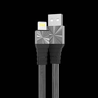 USB кабель Aspor A159 Lightning Плоский Silicon 2.4A/1.2м- графіт