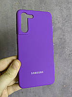 Силиконовый чехол для Samsung Galaxy S21 FE Фиолетовый микрофибра soft touch