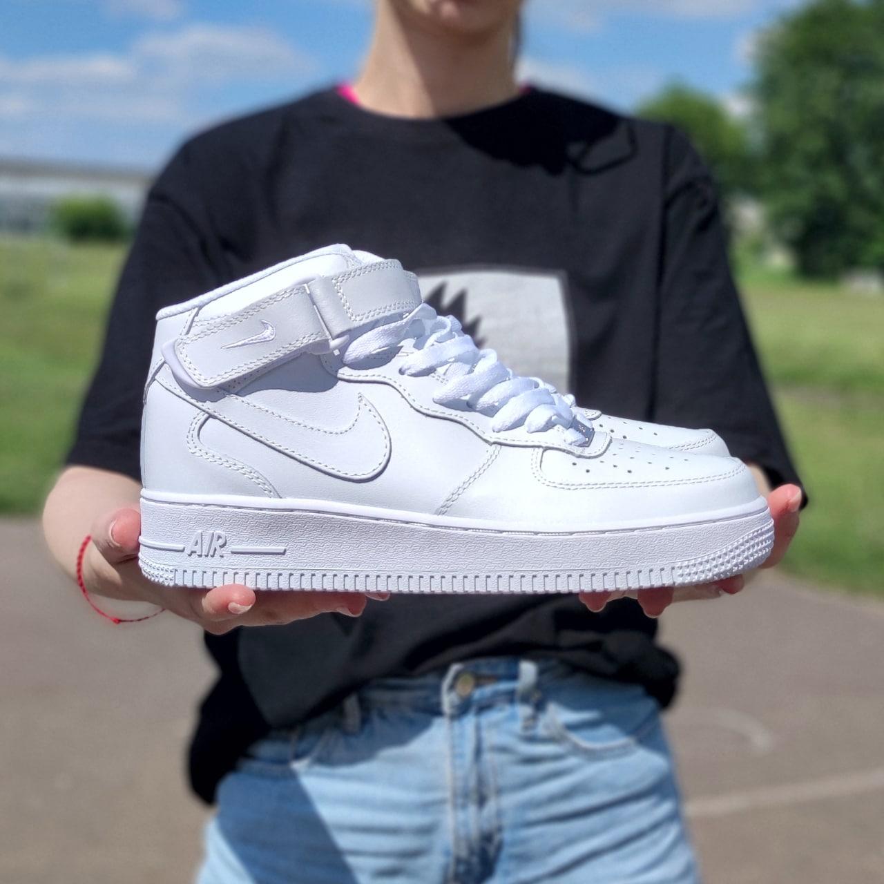 Nike air force 1 mid sale gs white