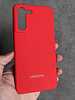 Силиконовый чехол для Samsung Galaxy S21 FE Красный микрофибра soft touch